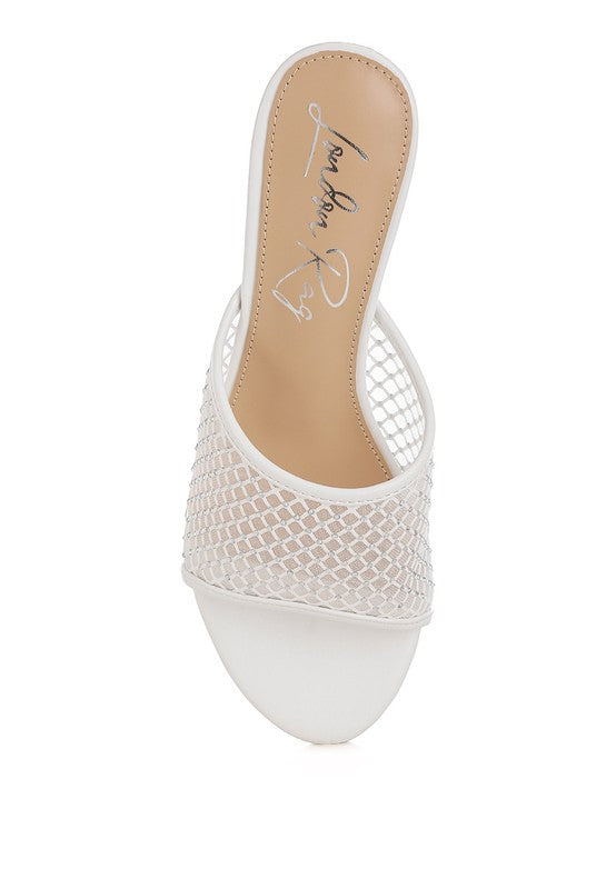 Tempra Mesh Clear Heel Wedge Sandals