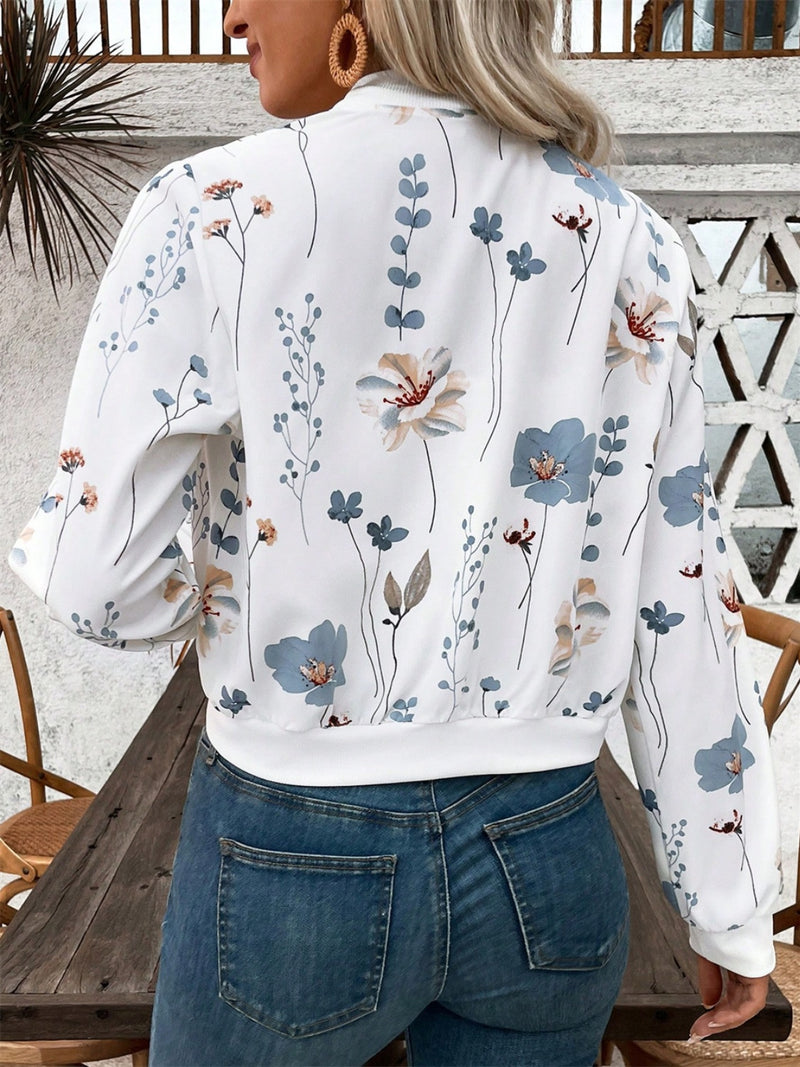 Printed Zip Up Long Sleeve Jacket