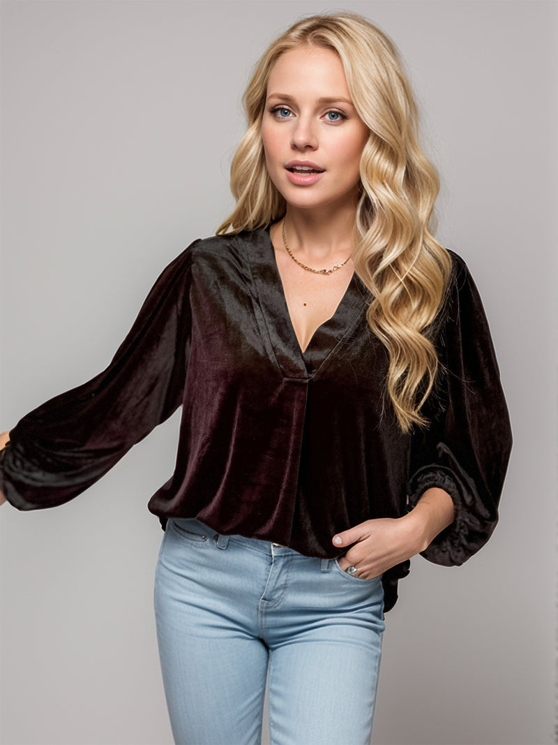 V-Neck Three-Quarter Sleeve Blouse