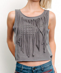 PRE WASHED Recycled Cotton Fringe Graphic T