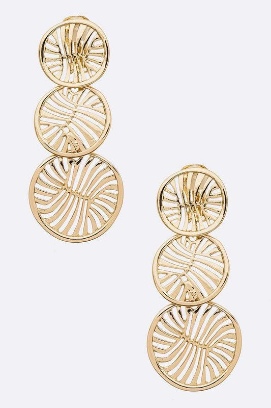 Cut Out Disk Drop Statement Clip On Earrings