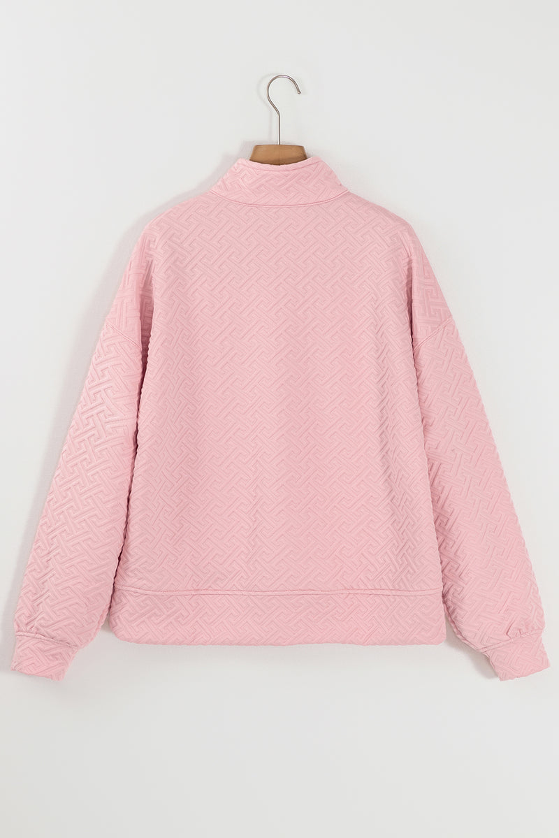 Texture Half Zip Long Sleeve Sweatshirt