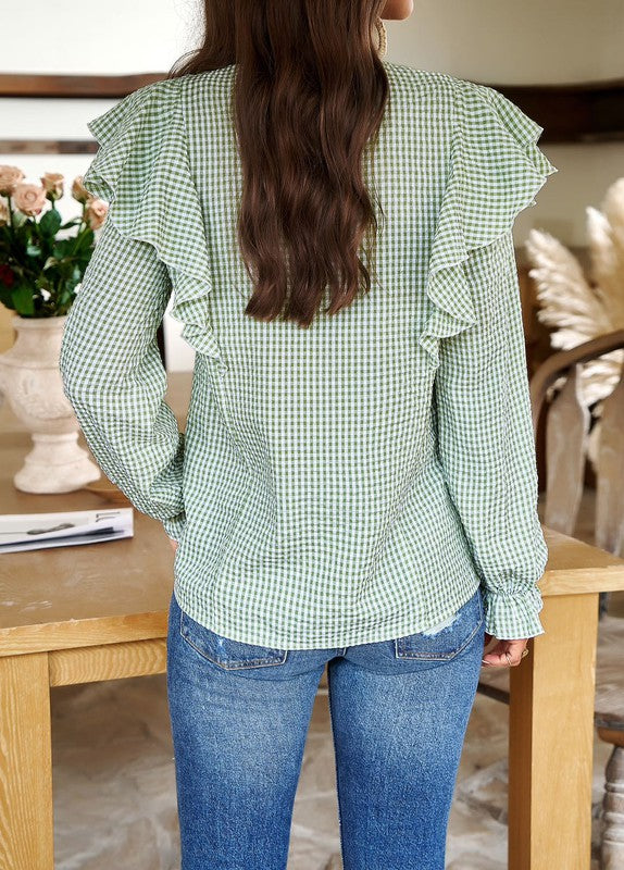 Plaid long sleeve top