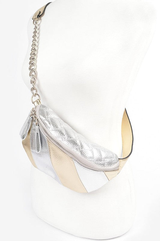 Metallic Piecing Vintage Inspired Fanny Pack