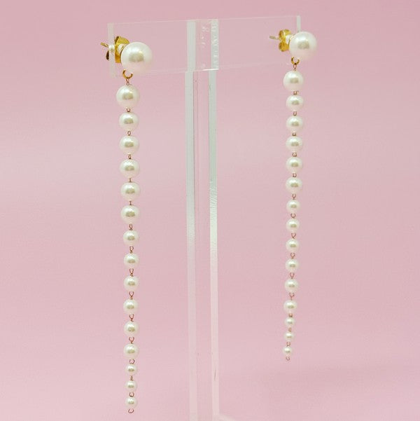 Gradiant Long Pearl Drop Earrings
