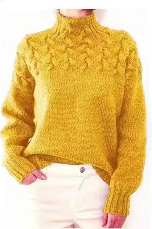 Mock neck knit sweater