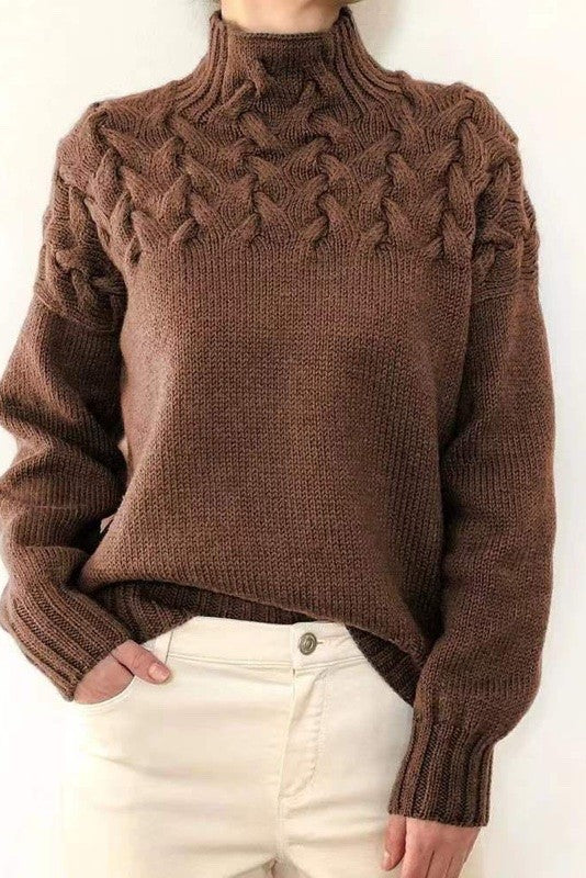 Mock neck knit sweater