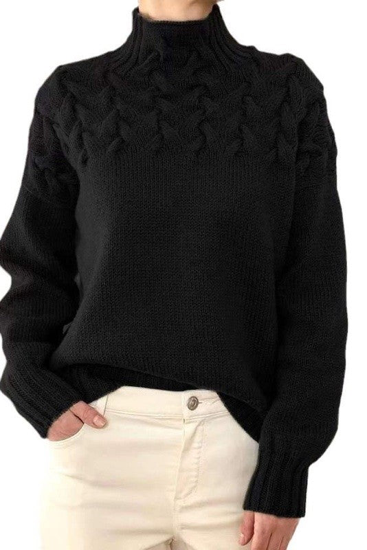 Mock neck knit sweater