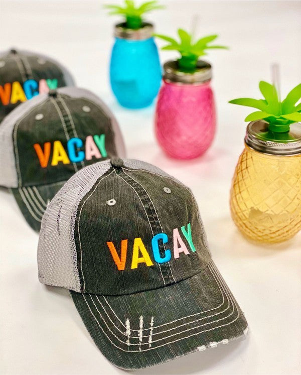 Colorful VACAY Embroidered Trucker Hat BallCap
