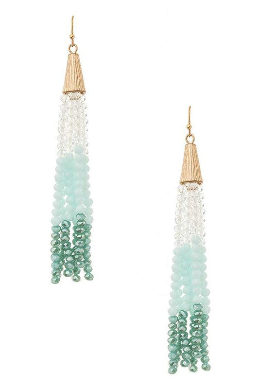 Crystal Tri-Tone Tassel Earrings