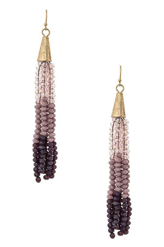 Crystal Tri-Tone Tassel Earrings