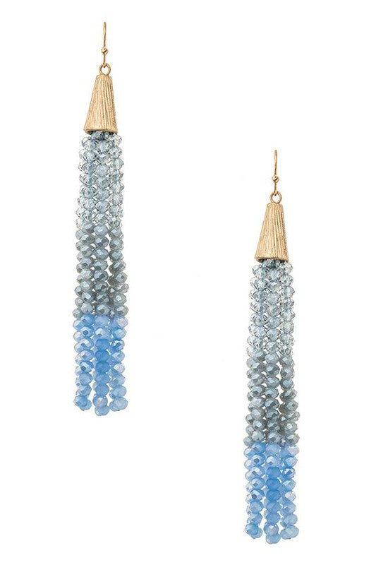 Crystal Tri-Tone Tassel Earrings