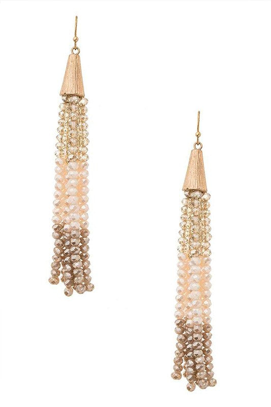 Crystal Tri-Tone Tassel Earrings