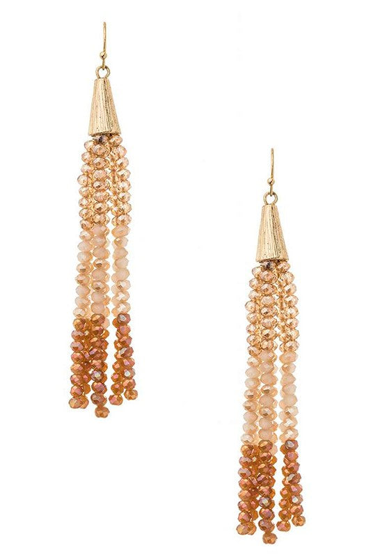 Crystal Tri-Tone Tassel Earrings