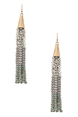 Crystal Tri-Tone Tassel Earrings