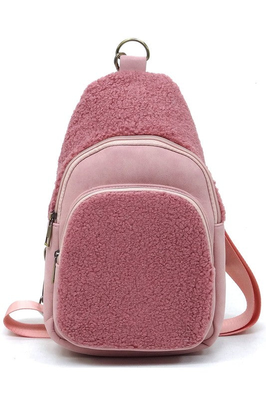 Terry Fur Sling Bag Backpack