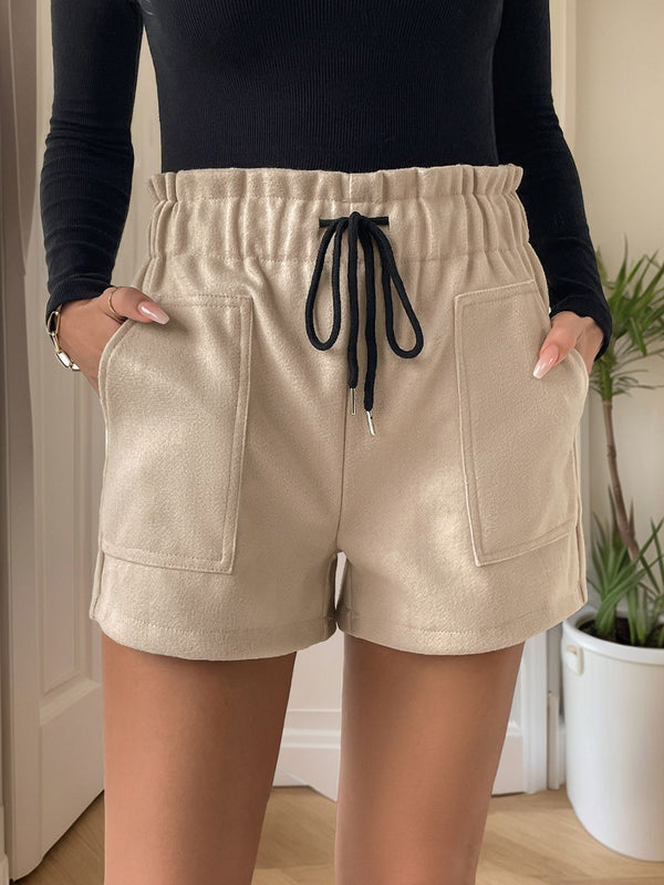 Perfee Frill Drawstring Shorts with Pockets