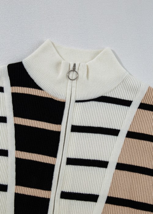 Striped Half Zip Sweater Vest