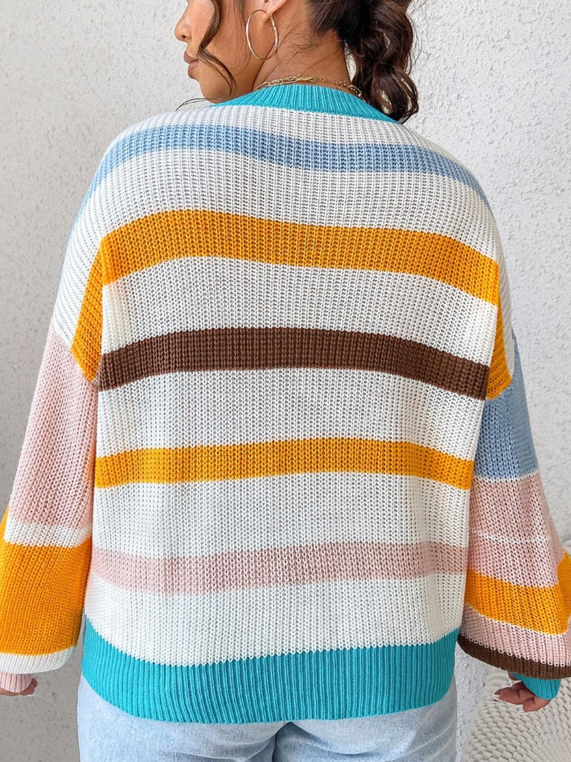 Striped Round Neck Long Sleeve Sweater