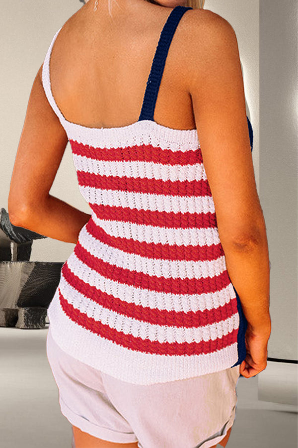 US Flag Theme V-Neck Knit Cami