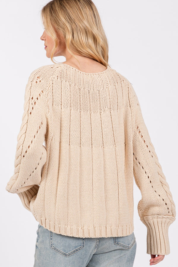 SAGE + FIG Cable-Knit Long Sleeve Sweater