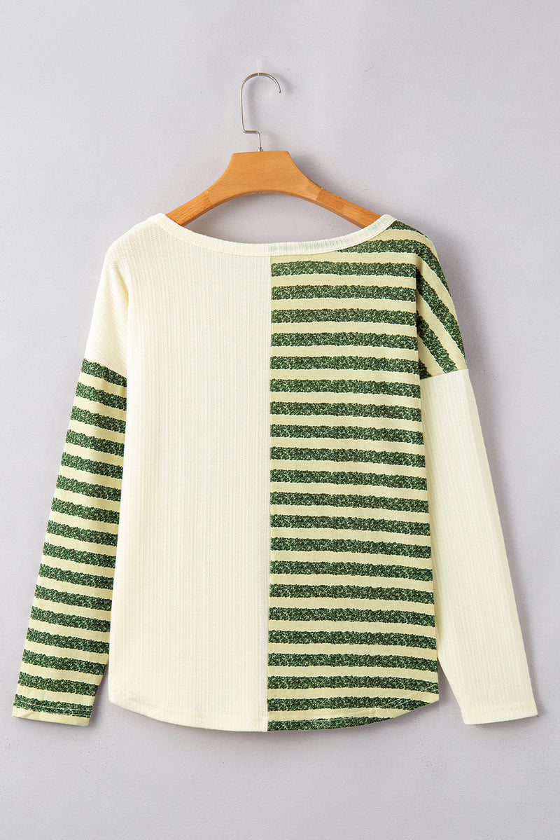 Striped Round Neck Long Sleeve Top