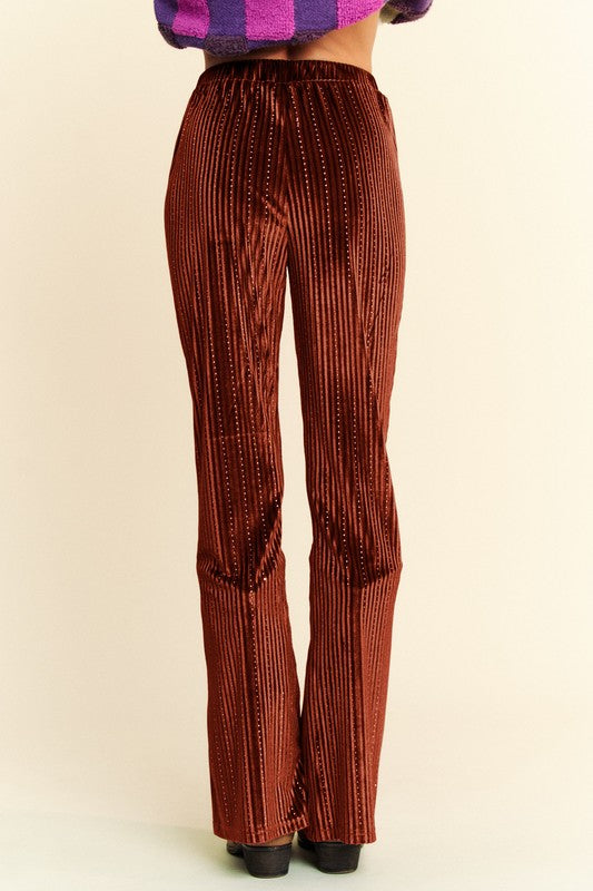 Davi & Dani Elastic Waist Knit Flare Pants