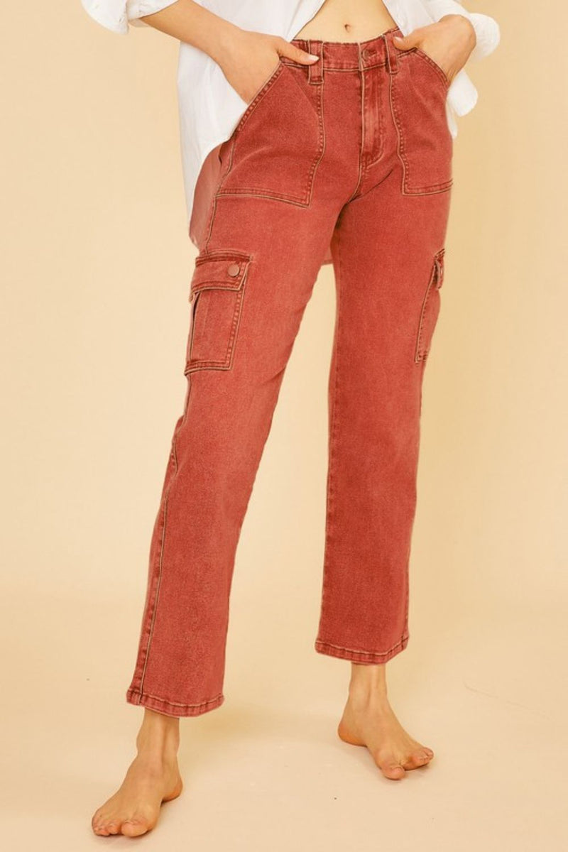 Annie Wear Straight Leg Jeans with Cargo Pockets