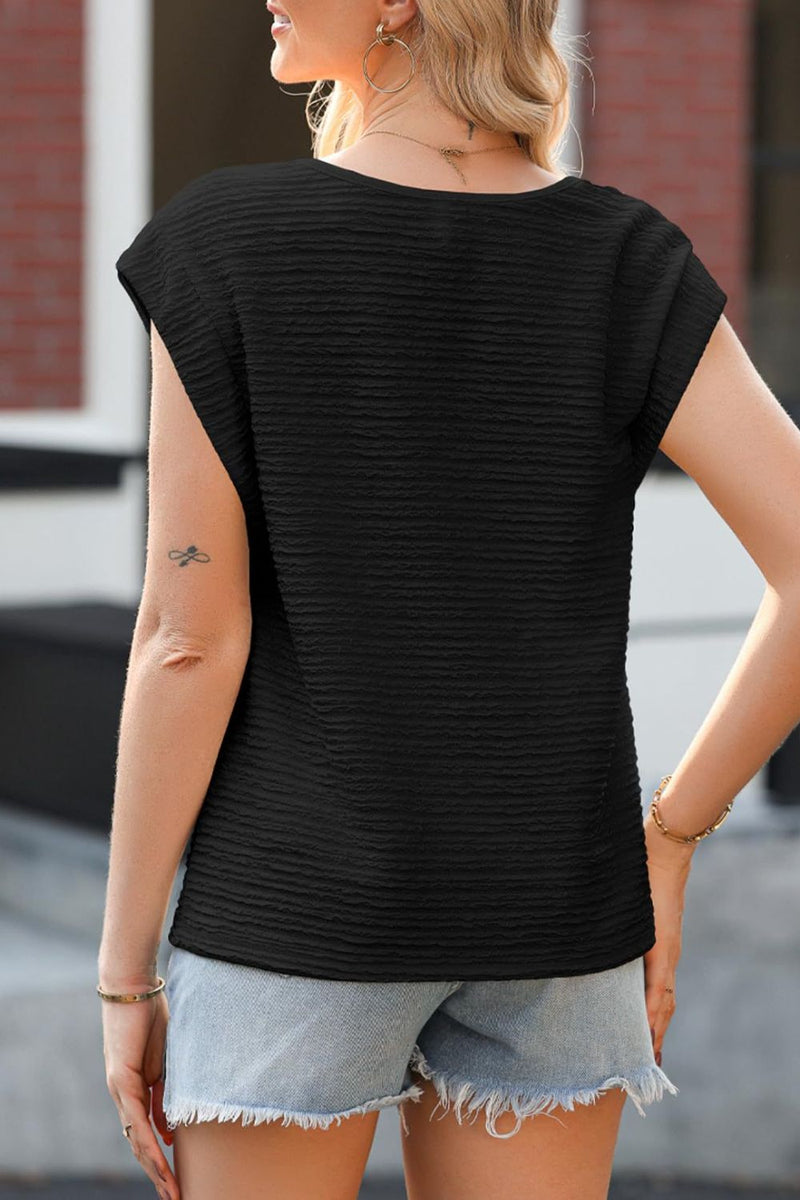 Asymmetrical Neck Short Sleeve Top