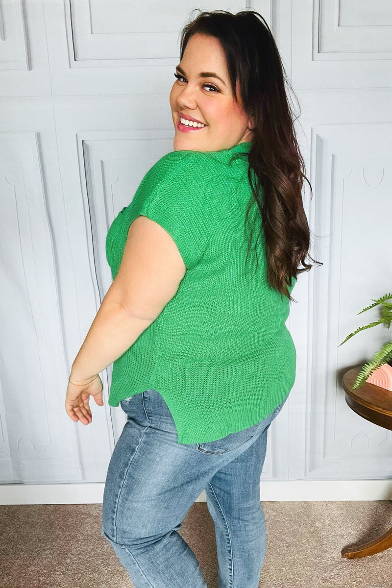 Seize The Day Kelly Green Dolman Rib Sweater Top