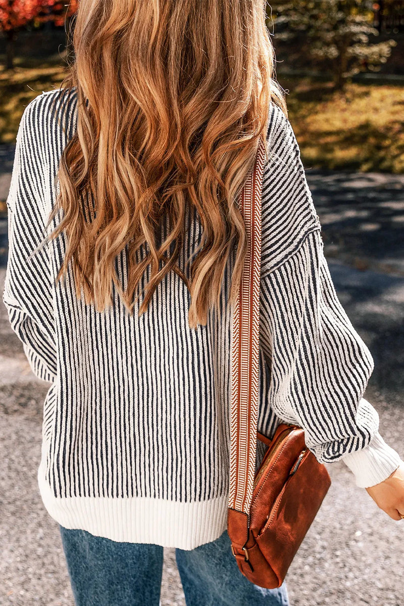 Round Neck Dropped Shoulder Sweater