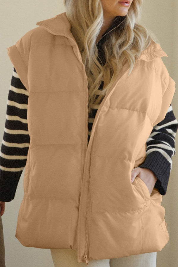 Zip Up Vest Coat with Pockets