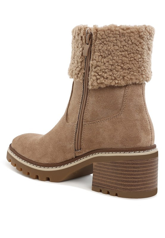 Woolly Faux Fur & Embroidery Detail Boots